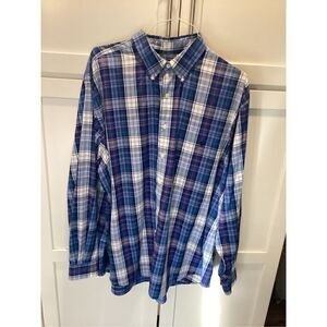 Ralph Lauren Performance Long Sleeve Button Up Sz 2XB Plaid Blue